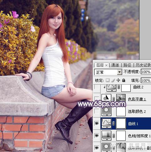 Photoshop将夏季外景美女图片增加秋季阳光暖色15