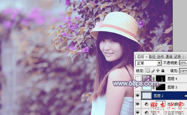 Photoshop将花边的美女调制出甜美的暖紫色31