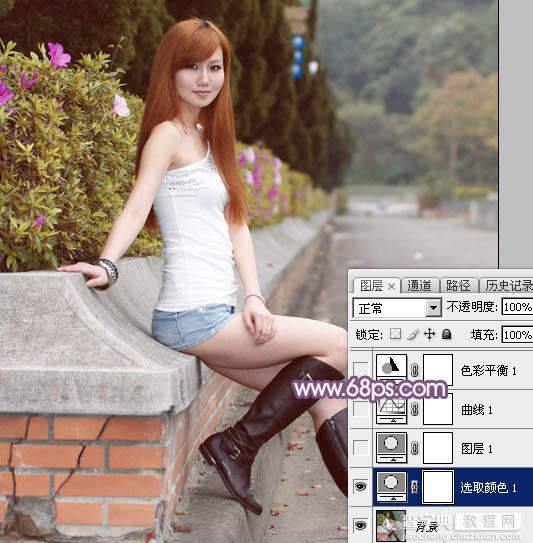 Photoshop调出甜美的秋季蓝紫色外景美女图片6