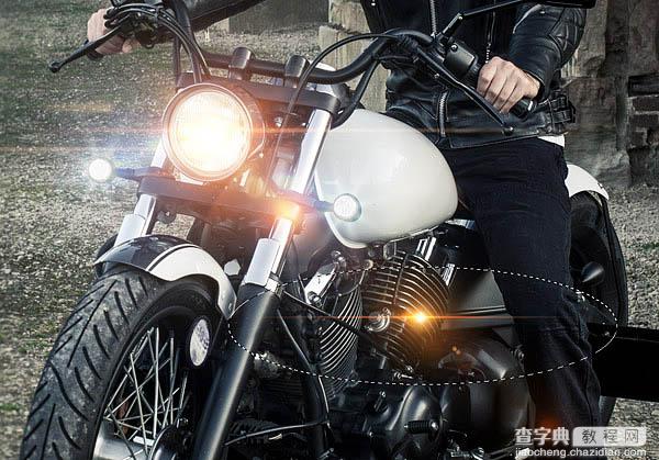 Photoshop为酷哥的摩托车加上闪亮的车灯11