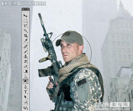 Photoshop合成士兵站在战争蹂躏的上的冷色调海报10