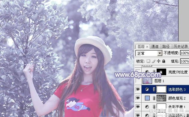 Photoshop将外景人物图片打造唯美的韩系冷色调24