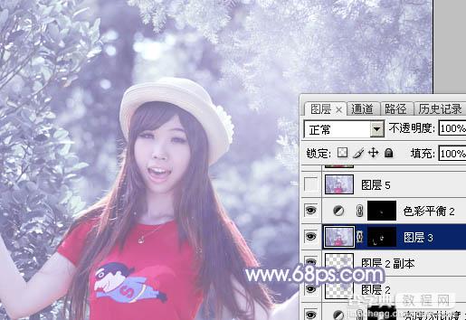 Photoshop将外景人物图片打造唯美的韩系冷色调29