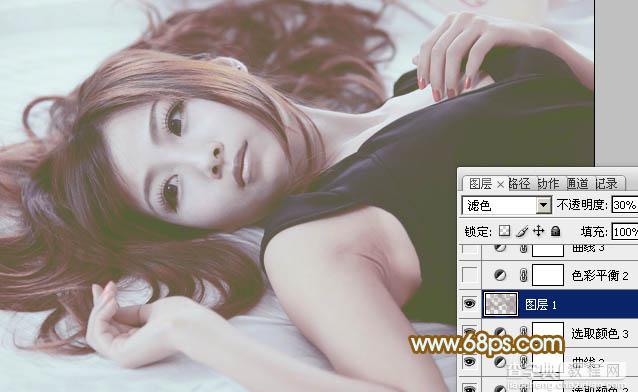 Photoshop将室内美女图片增加淡淡的韩系红褐色28
