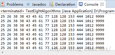 Java实现八个常用的排序算法：插入排序、冒泡排序、选择排序、希尔排序等1