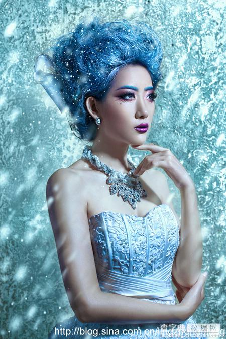 Photoshop为室内美女打造完美的冬季冷色彩妆效果2