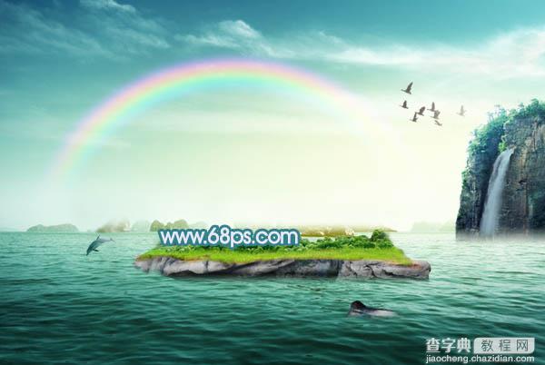 Photoshop打造唯美的彩虹岛婚片教程36