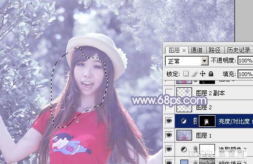 Photoshop将外景人物图片打造唯美的韩系冷色调27