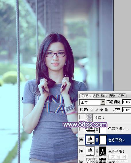 Photoshop为外景人物增加淡淡的韩系青蓝色特效20