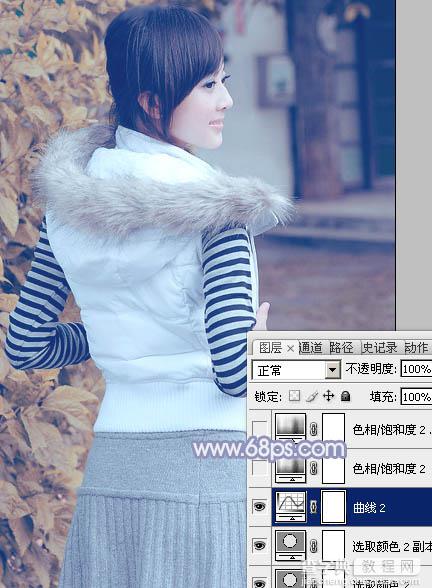 Photoshop为美女图片加上淡雅的韩系冬季冷色27