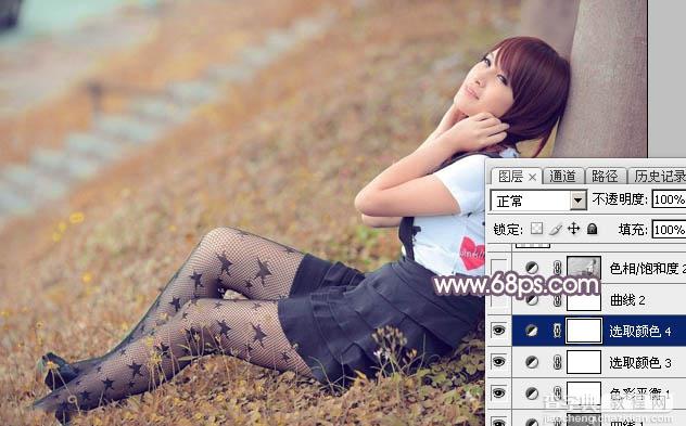 Photoshop为草地美女图片打造唯美的秋季暖色25