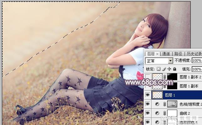 Photoshop为草地美女图片打造唯美的秋季暖色32