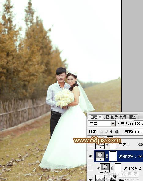 Photoshop为泛白的顺林婚片增加柔美的霞光效果教程9