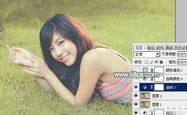 Photoshop为草地美女调出唯美的暖黄色35