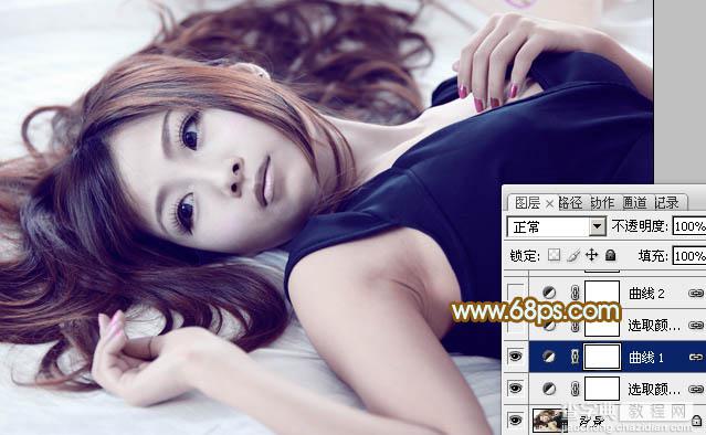 Photoshop将室内美女图片增加淡淡的韩系红褐色11