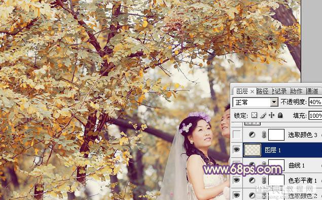 Photoshop为树林婚片调制出浓郁的秋季色19