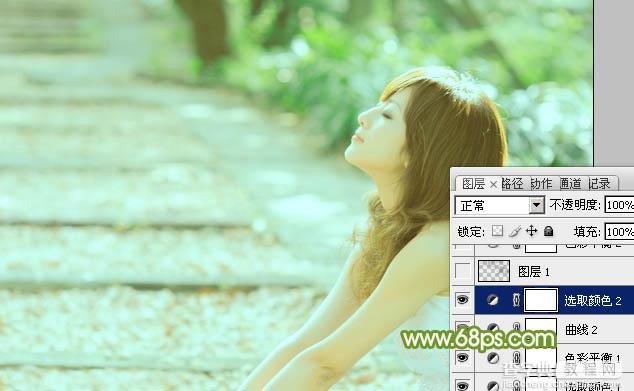 Photoshop将外景美女图片调制出淡淡的小清新绿色24