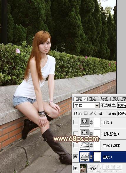 Photoshop将偏暗的树边美女调制出绚丽的阳光色6