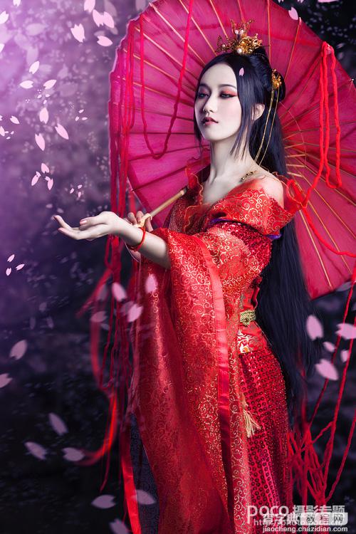 Photoshop将美女图片打造唯美的梦幻古典紫红色特效2