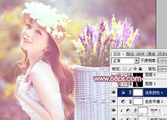 Photoshop将外景美女图片打造出唯美的紫红色效果37