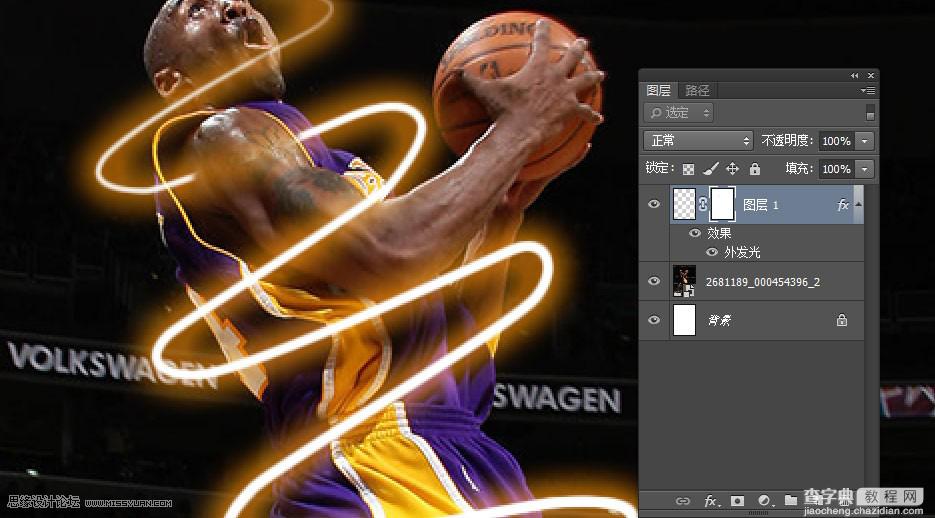 Photoshop巧用路径给人物增加绚丽的光线7