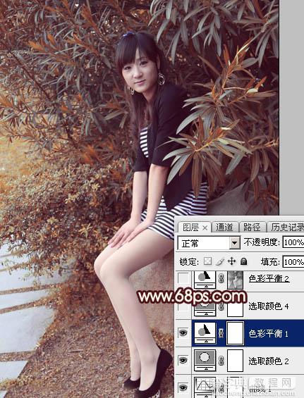 Photoshop为外景美女图片打造甜美的秋季红褐色19