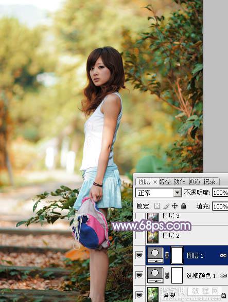 photoshop利用通道替换工具将外景人物图片制作出淡美的蓝紫色5