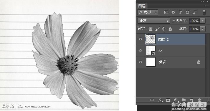 Photoshop简单制作逼真漂亮的蓝色圆珠笔手绘花朵效果图4