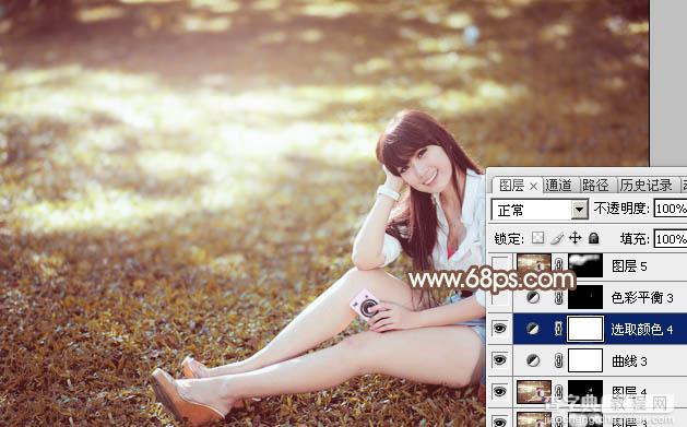 Photoshop为草地上的美女加上唯美的阳光淡褐色41