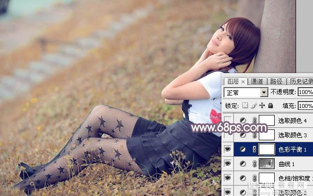 Photoshop为草地美女图片打造唯美的秋季暖色15