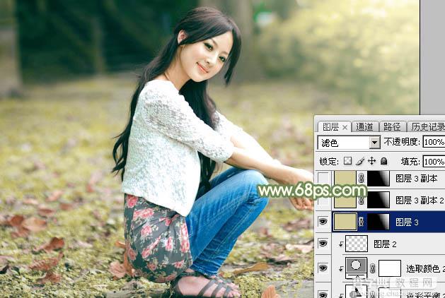 Photoshop为外景美女图片打造古典中性暖色23