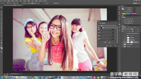 PhotoShop(PS)将宿舍中的女生照片调成淡紫色实例教程9
