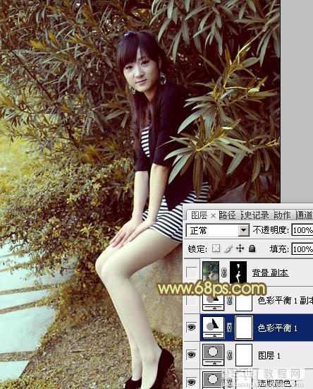 Photoshop为树林美女加上柔和的古典褐色调效果教程11