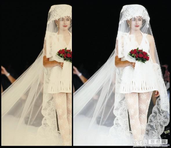 photoshop利用灰色通道完美抠出穿婚纱的模特换背景3