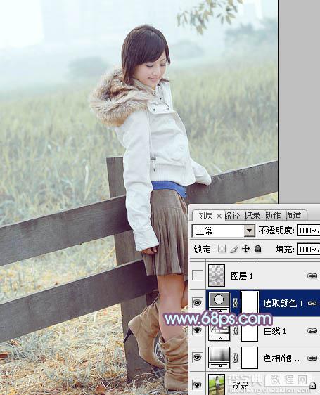 Photoshop为田园美女调制出淡雅的韩系淡蓝色19