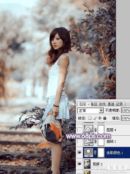 photoshop利用通道替换工具将外景人物图片制作出淡美的蓝紫色11