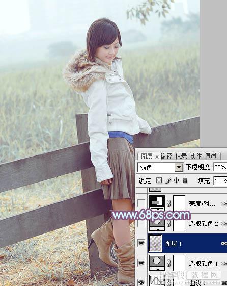 Photoshop为田园美女调制出淡雅的韩系淡蓝色20