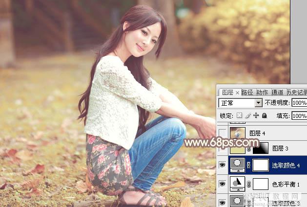 Photoshop为外景美女图片打造出流行的秋季淡褐色28