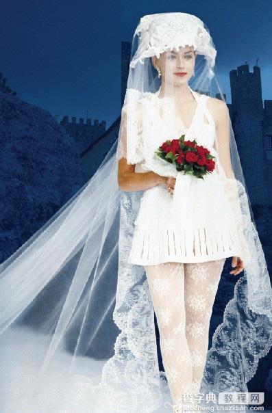 photoshop利用灰色通道完美抠出穿婚纱的模特换背景2