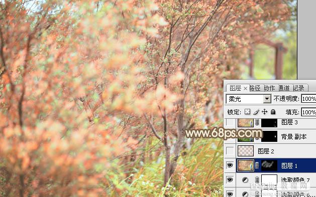 Photoshop为树丛中的美女图片调制出小清新粉红色的详细教程30