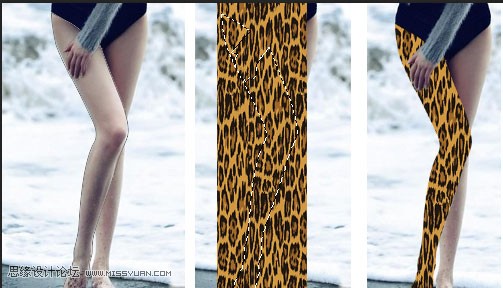Photoshop给海边美女腿部添加豹纹图案教程6