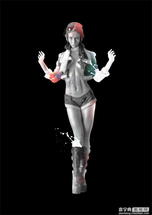 PS合成一个飞溅特效的性感女郎10