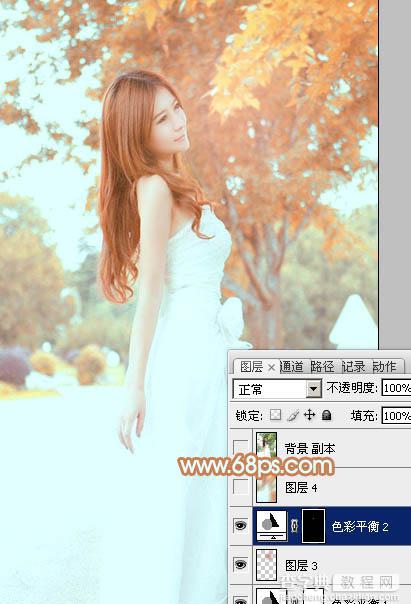 Photoshop为外景美女图片打造清爽的秋季橙红色29