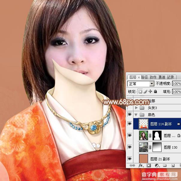 Photoshop将果子美女制作成清纯的古典手绘效果5