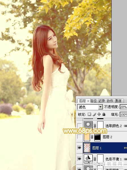 Photoshop将公园美女图片调制出柔美的秋季阳光色14