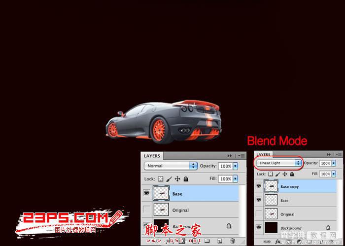 PhotoShop设计打造出奔跑的火焰红色跑车特效4