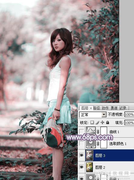 photoshop利用通道替换工具将外景人物图片制作出淡美的蓝紫色6