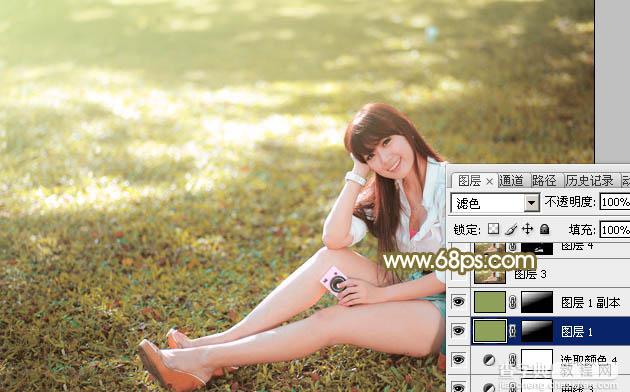 Photoshop为草地美女打造甜美柔和的暖褐色40