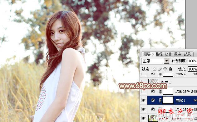 Photoshop将外景人物图片调制出流行的韩系淡调青黄色10