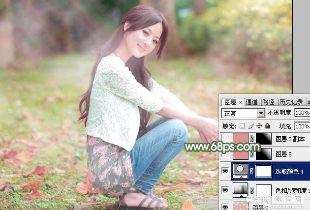 Photoshop将美女图片打造唯美的初夏粉调阳光色27